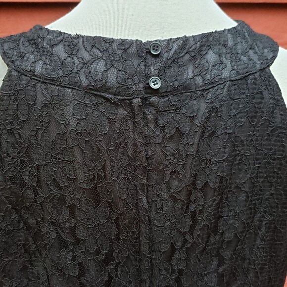 Black Lace Midi Dress Sz 16 Sleeveless Lined Cocktail Party Elegant Whimsigoth - Picture 4 of 8
